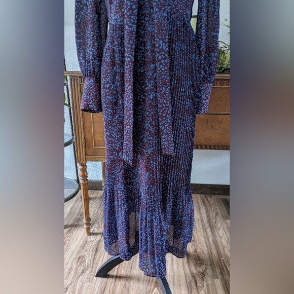 A NEW DAY Multicolored Romantic Classic Pleated Maxi Dress Long Sleeves - Picture 4 of 12